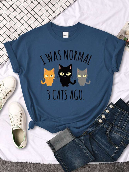 I Was Normal 3 Cats Ago Women's Oversized T-Shirt