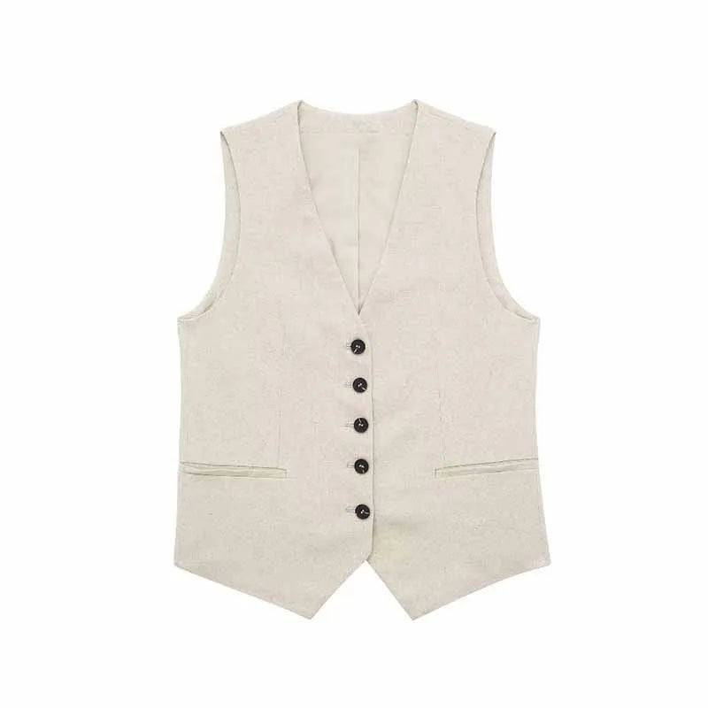 Vest Blazer and Shorts Cotton Suit