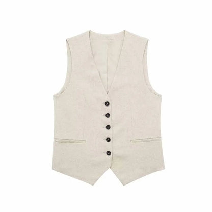 Vest Blazer and Shorts Cotton Suit