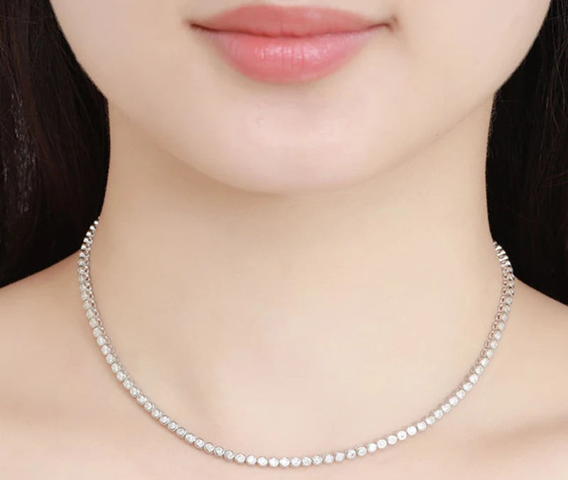 Round Cut Moissanite Tennis Necklace
