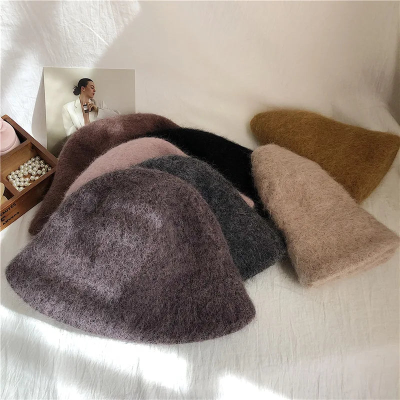 Rabbit Fur Winter Women's Bucket Hat - Gift for Her