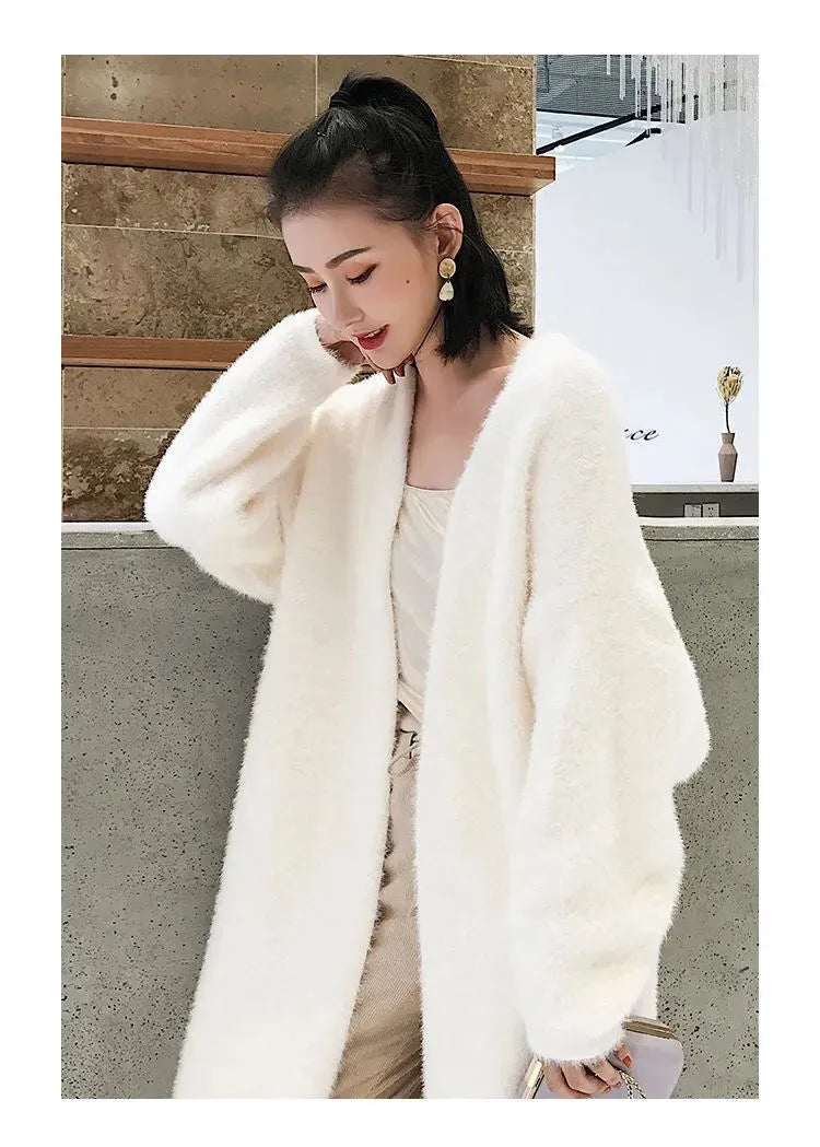 Long Fluffy Knitted Cardigan