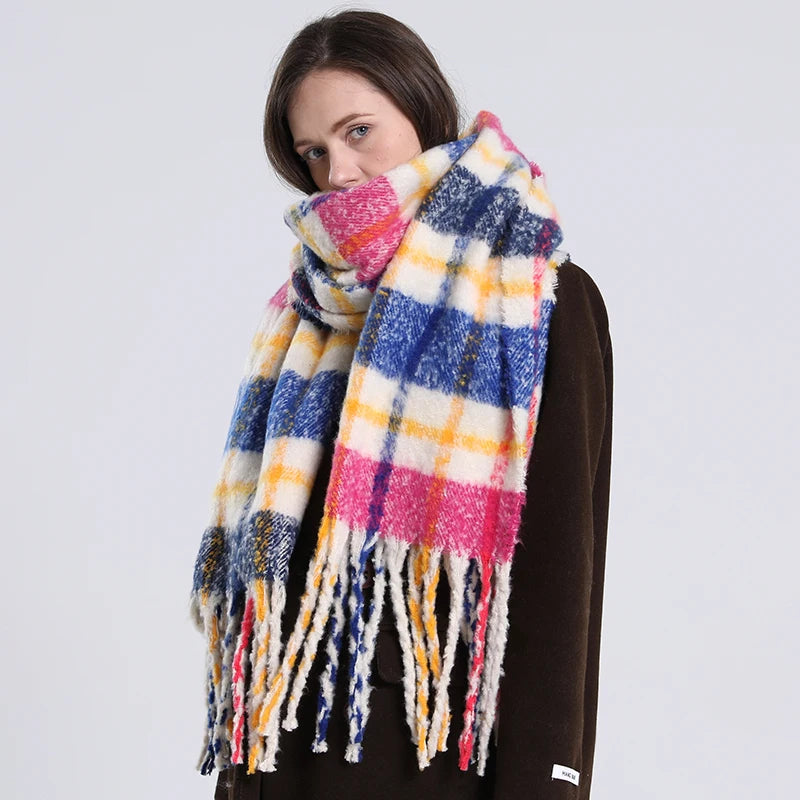 Plaid Cashmere 240*55 CM Long Thick Scarf