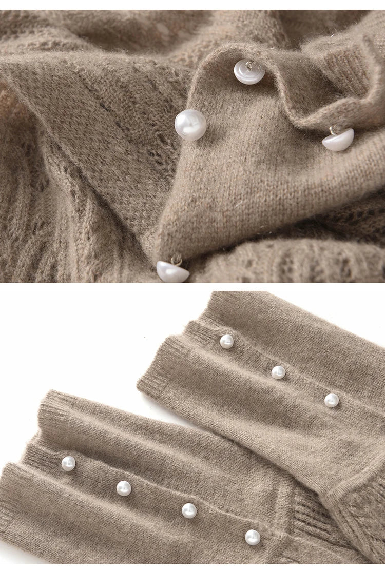 100% Pure Cashmere Knitted Shawl Cape