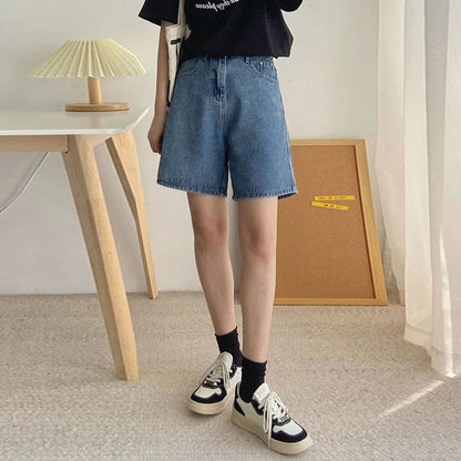 High Waist Wide Leg Denim Shorts