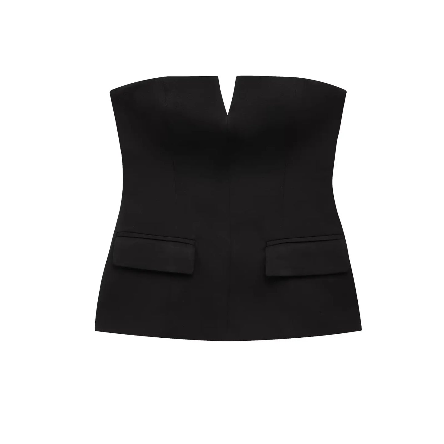 Strapless Blazer Design Crop Top