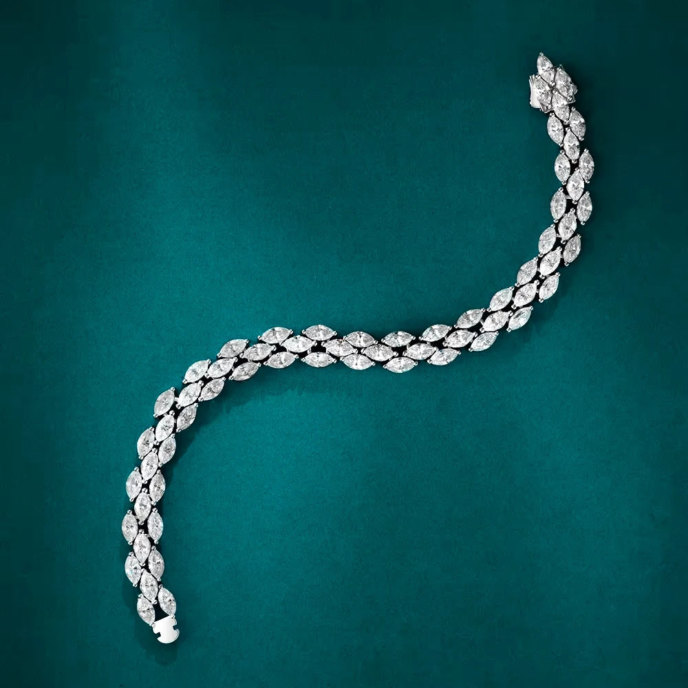 Fleur de Luxe Marquise Cut Moissanite Tennis Bracelet – GRA Certified