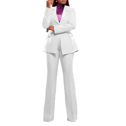 Women’s Pearl-Embellished Single-Button Suit