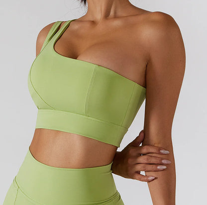 One Shoulder Double Straps Sports Top