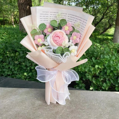 Handmade Crochet Knitted Flowers Bouquet - Valentine's Day Gift For Her