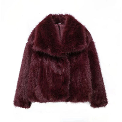 Women's Loose Fur Coat - Medium Length Oversize Fur Coat