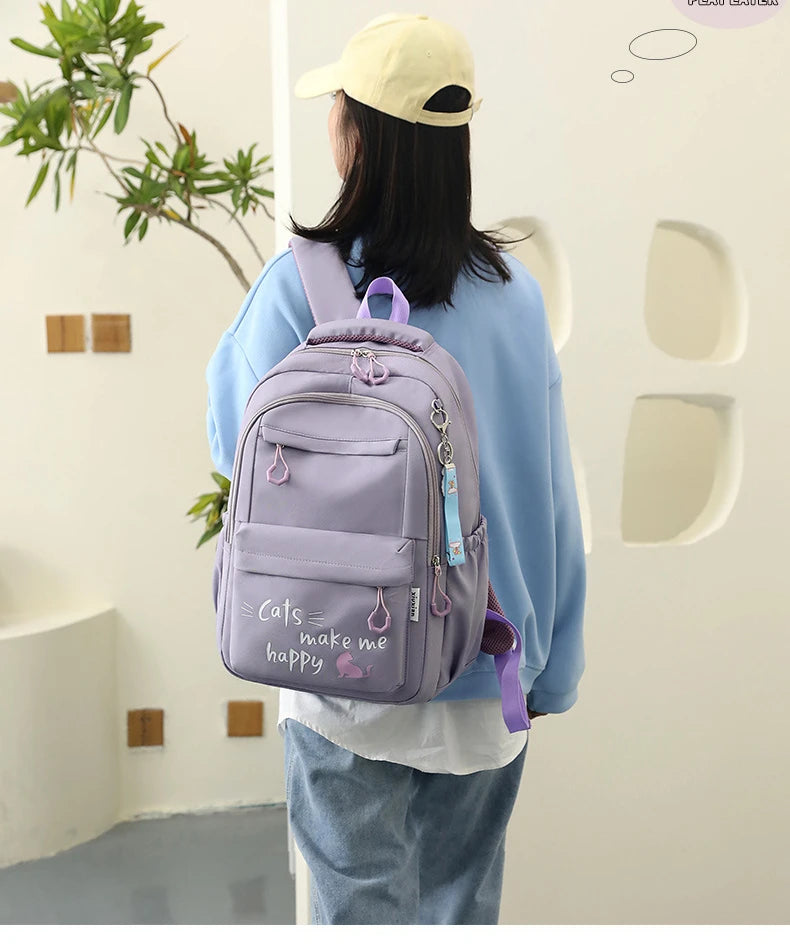 Large Capacity Teenage Girls School Waterproof Backpack