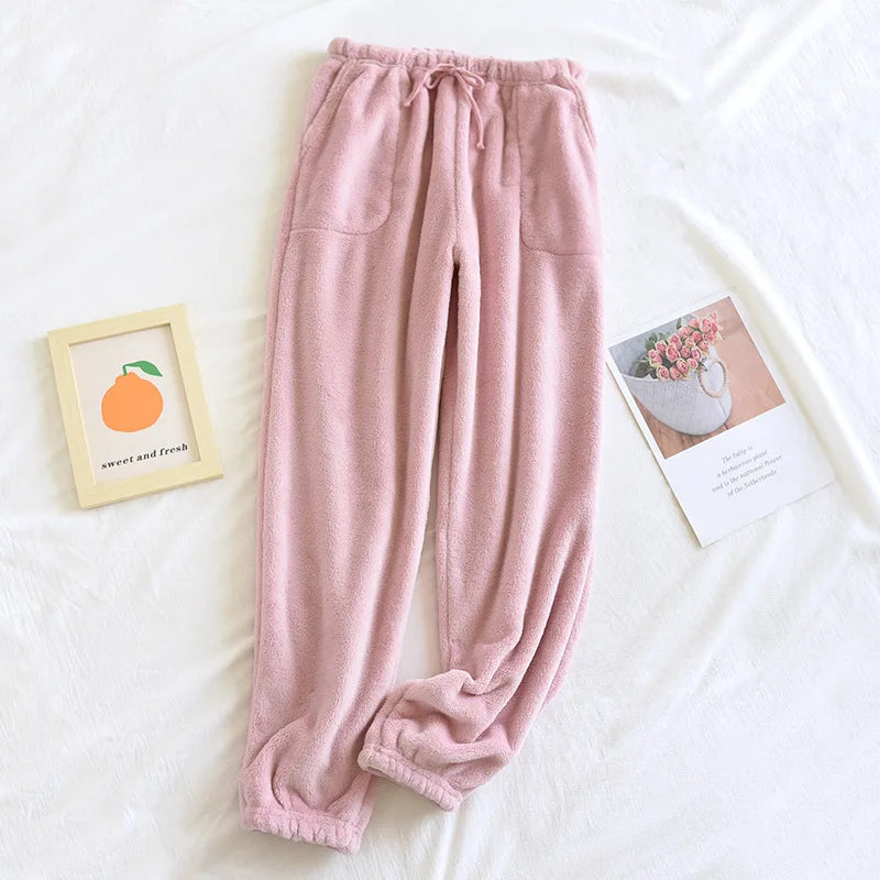 Autumn Winter Couples Pajama Bottoms - Flannel Men's and Women's Pajama Trousers