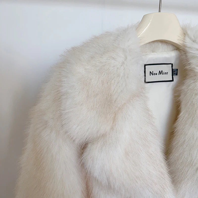 Cropped Fluffy Creamy White Fur Coat