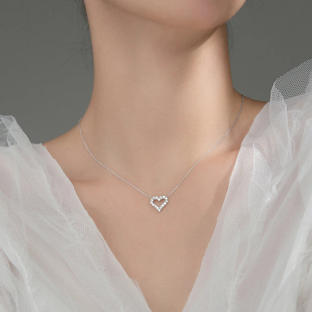 Heart Shape Moissanite Pendant Necklace - Valentine's Gift For Her