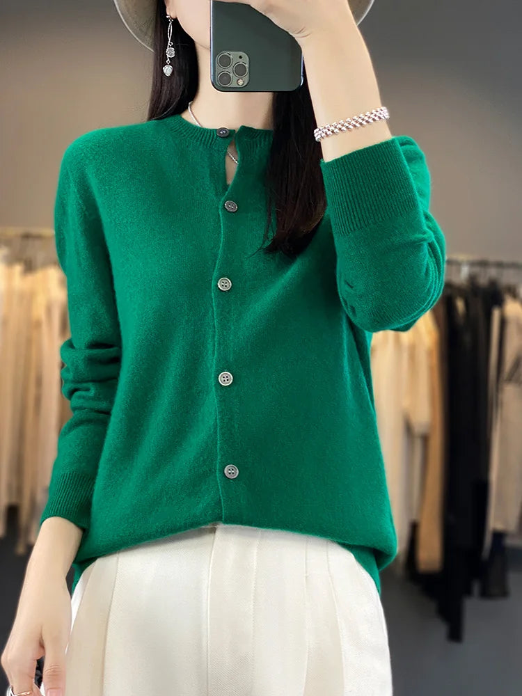 100% Merino Wool Women’s Knit Cardigan
