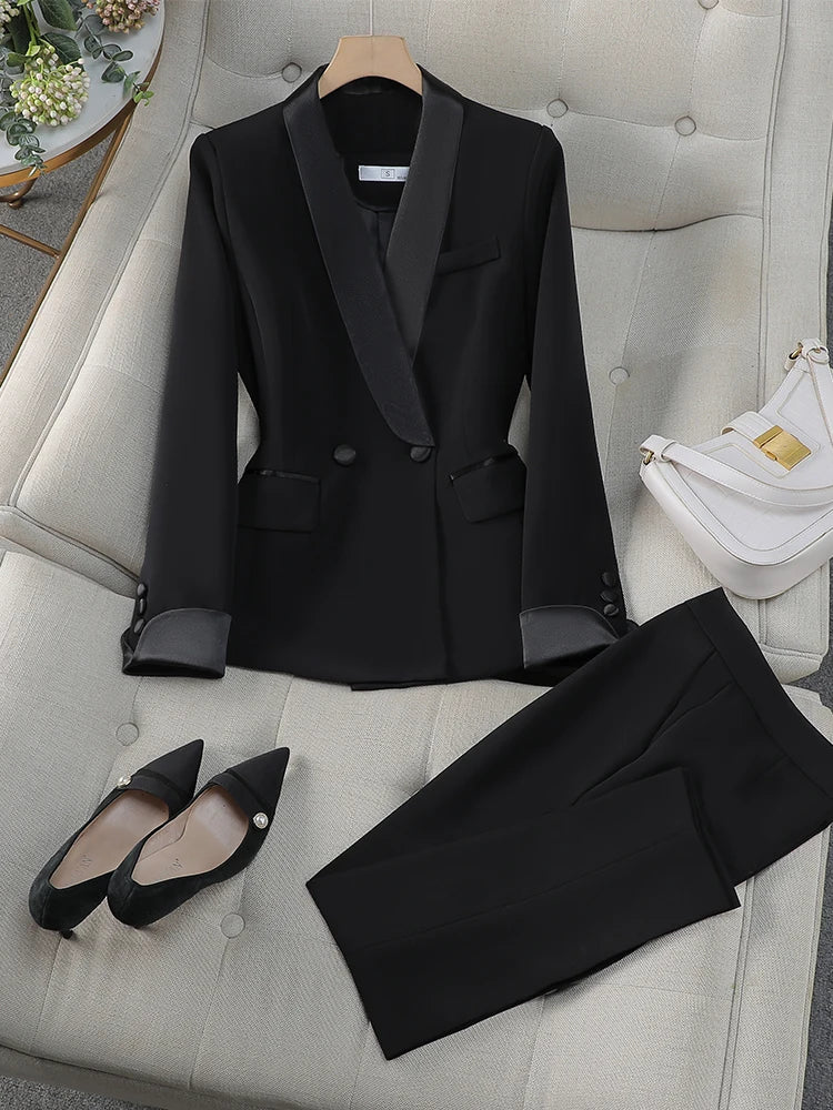 Satin Detail Women’s Formal Pant Suit