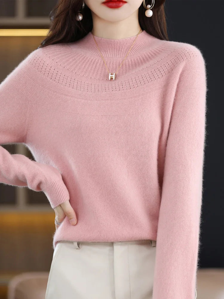 100% Merino Wool High Neckline Sweater