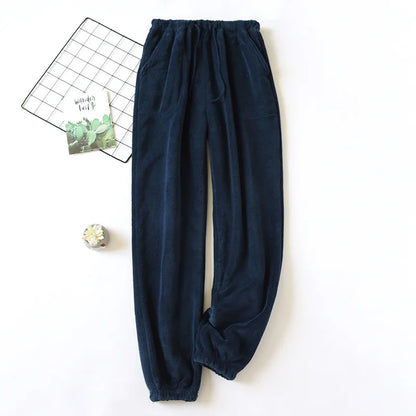 Autumn Winter Couples Pajama Bottoms - Flannel Men's and Women's Pajama Trousers