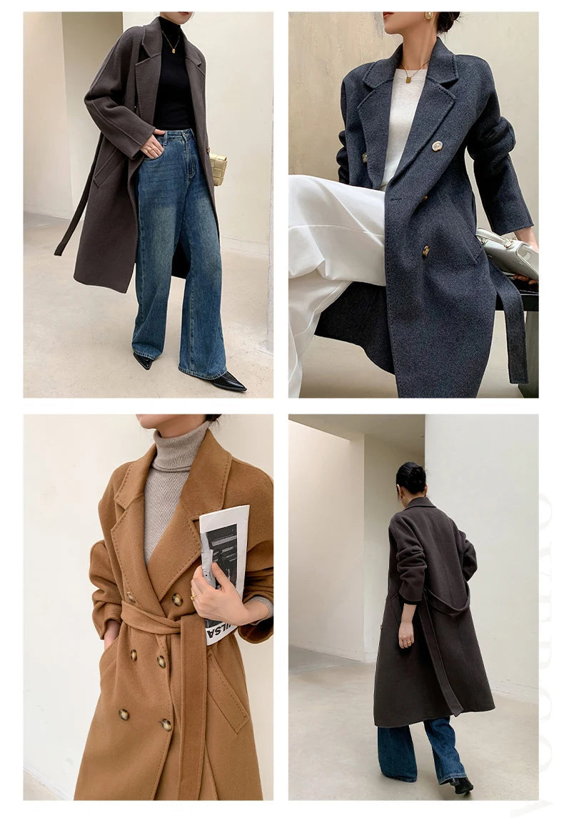 Women’s 100% Cashmere Thick Long Winter Coat
