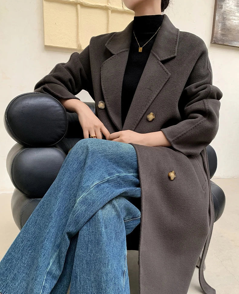 Women’s 100% Cashmere Thick Long Winter Coat