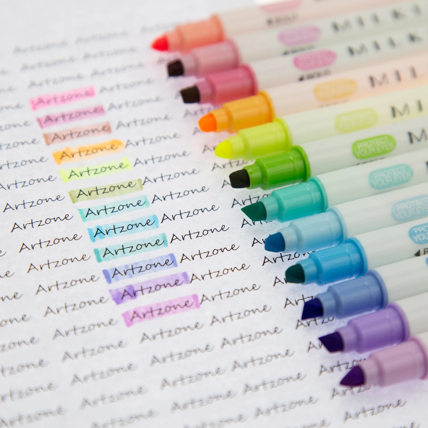 12/24pcs Double-Sided Pastel Colors Highlighters For Schools