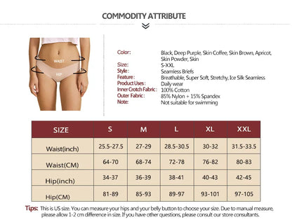 3 Pcs Seamless Breathable Cotton Panties Set