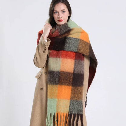 Plaid Cashmere 240*55 CM Long Thick Scarf