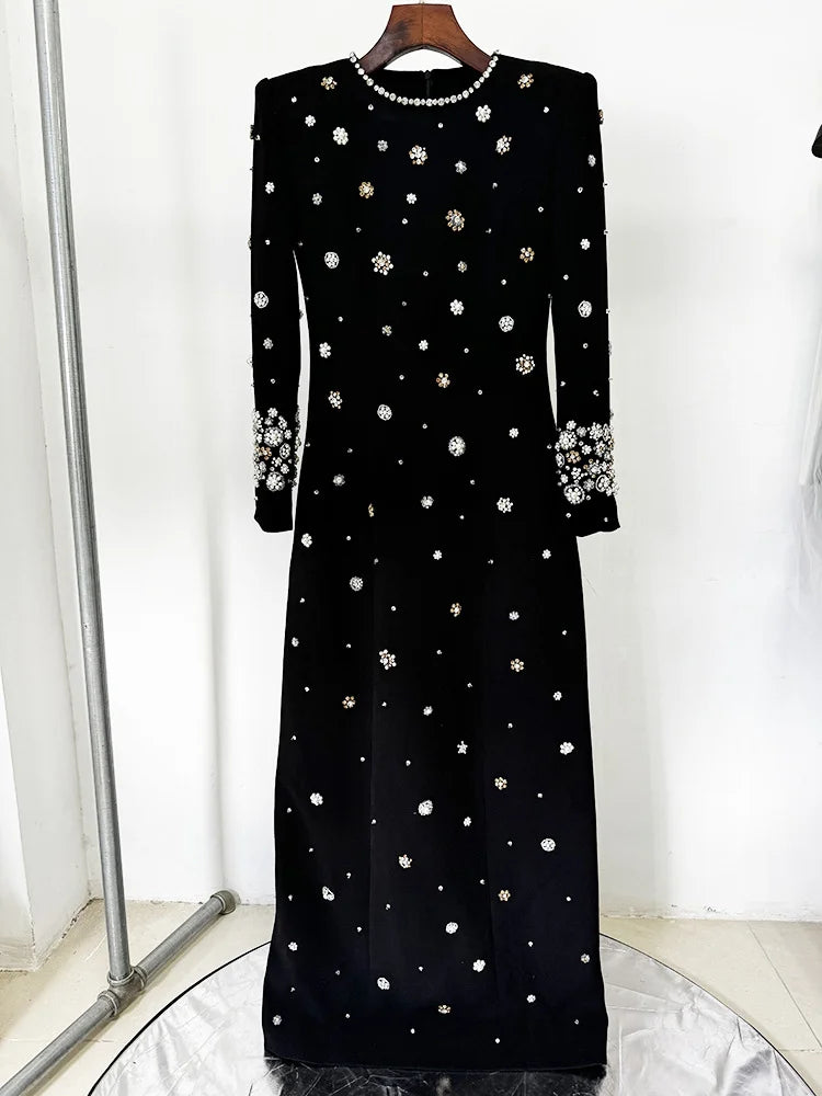 Luxury Beaded Floor-Length Formal Dress – High Street Dress