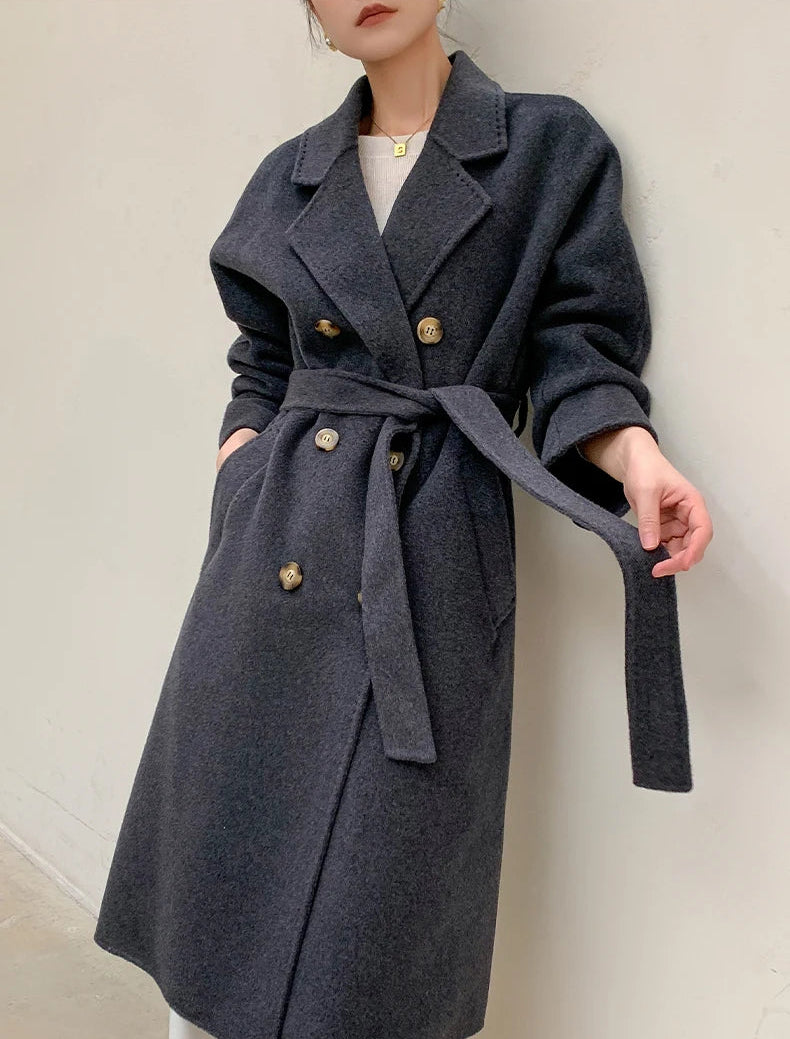 Women’s 100% Cashmere Thick Long Winter Coat
