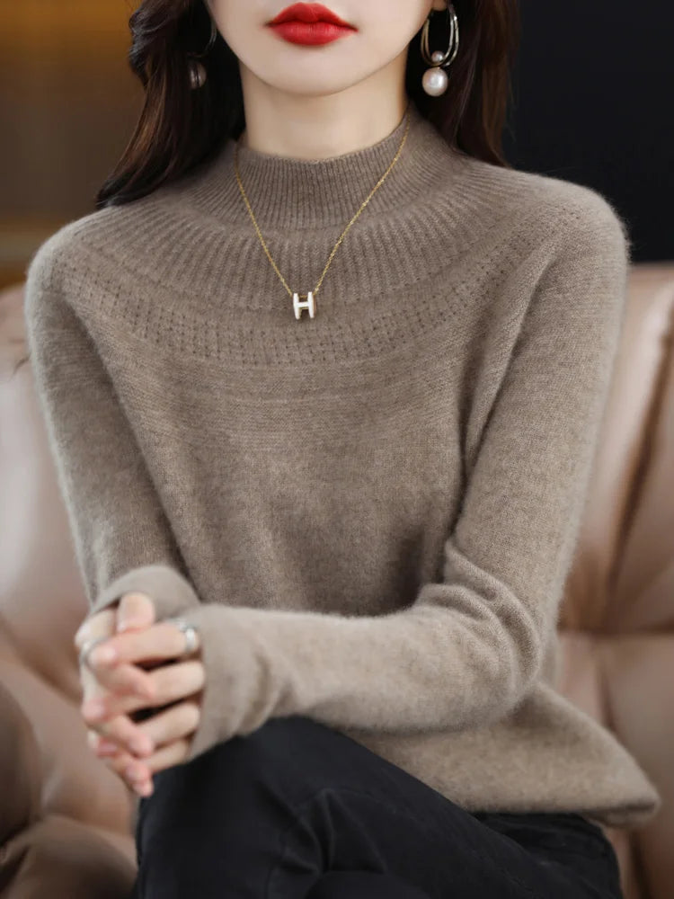 100% Merino Wool High Neckline Sweater