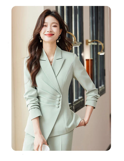 Women’s Slim Fit Pantsuit – Single Breasted Blazer & Ankle-Length Trousers