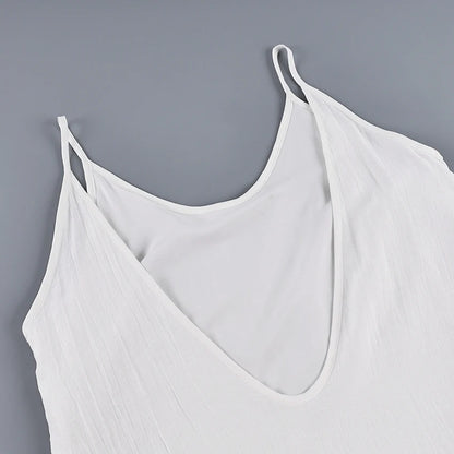 Lined Casual Long Back Deep V Dress