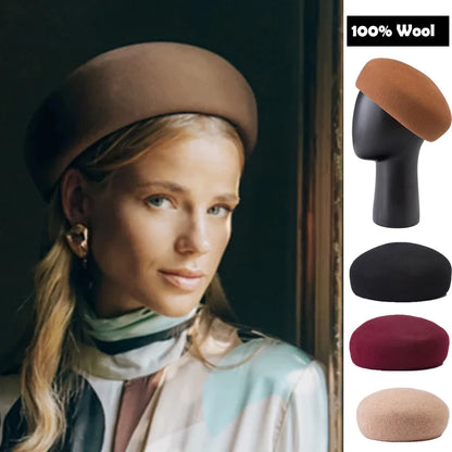 100% Wool Felt Blocked Beret Women's Hat - Christmas Gift