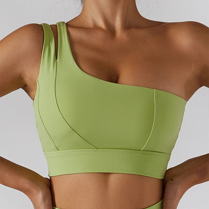 One Shoulder Double Straps Sports Top