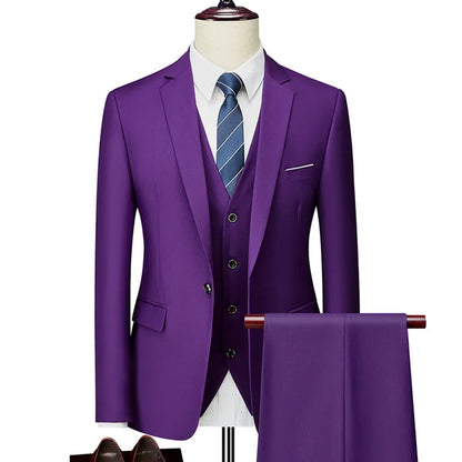 3 Pcs Formal Blazer, Vest and, Trousers Suit