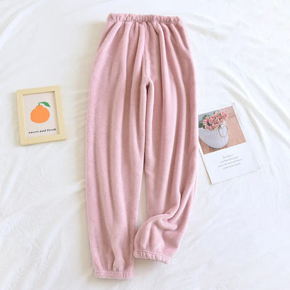 Autumn Winter Couples Pajama Bottoms - Flannel Men's and Women's Pajama Trousers