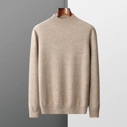 Men's 100% Merino Wool Mock Neck Pullover – Luxury Knit Sweater