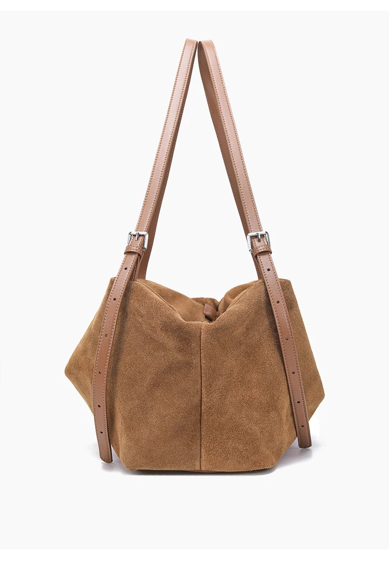 Genuine Leather Suede Large Shoulder Bag
