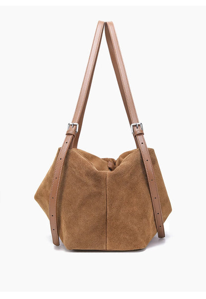 Genuine Leather Suede Large Shoulder Bag