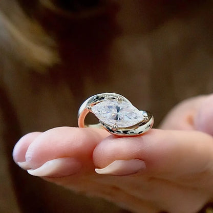 East West Marquise Cut Moissanite Solitaire Ring - Pinky Ring