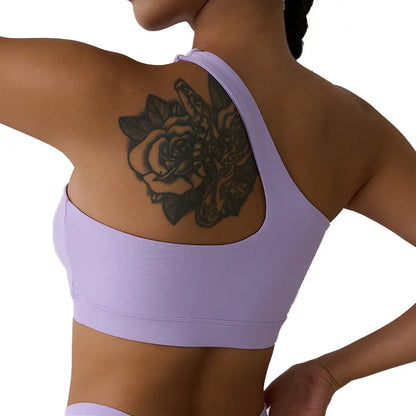 One Shoulder Workout Top With Chest Pad