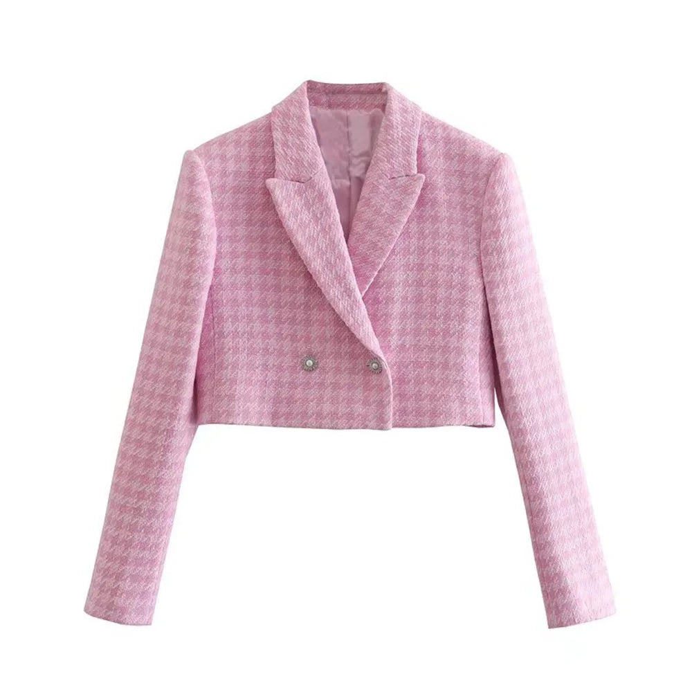 Cropped Coat and Mini Skort Tweed Pink Suit