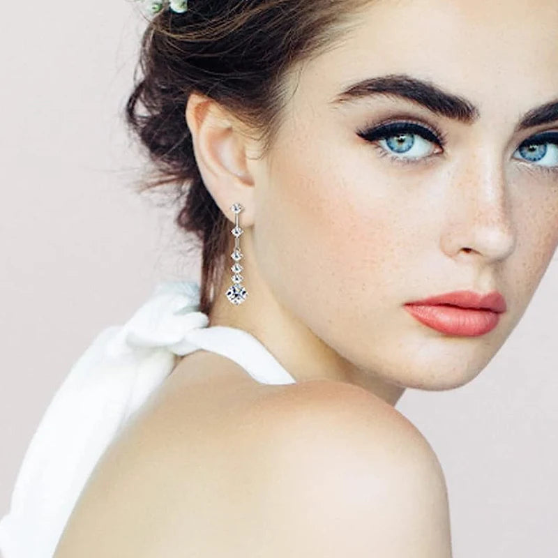 3 Carat Moissanite Dangle Earrings - Wedding Gift