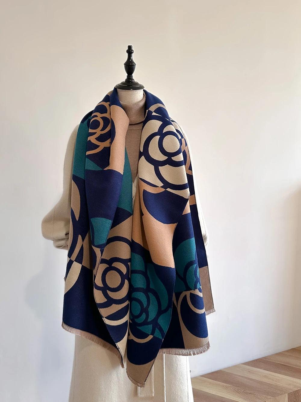 Floral Double-sided Cashmere Pashmina Scarf