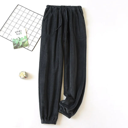 Autumn Winter Couples Pajama Bottoms - Flannel Men's and Women's Pajama Trousers