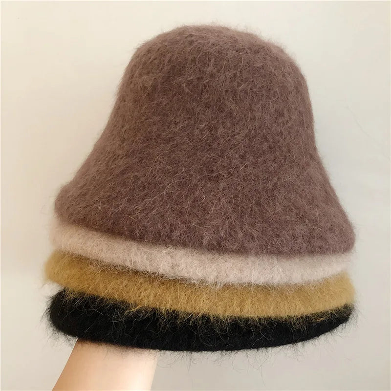 Rabbit Fur Winter Women's Bucket Hat - Gift for Her
