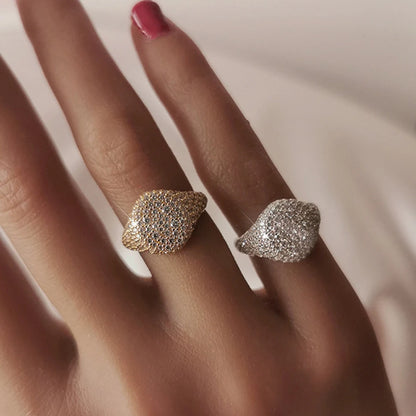 18K Gold Plated Full Moissanite Pinky Ring