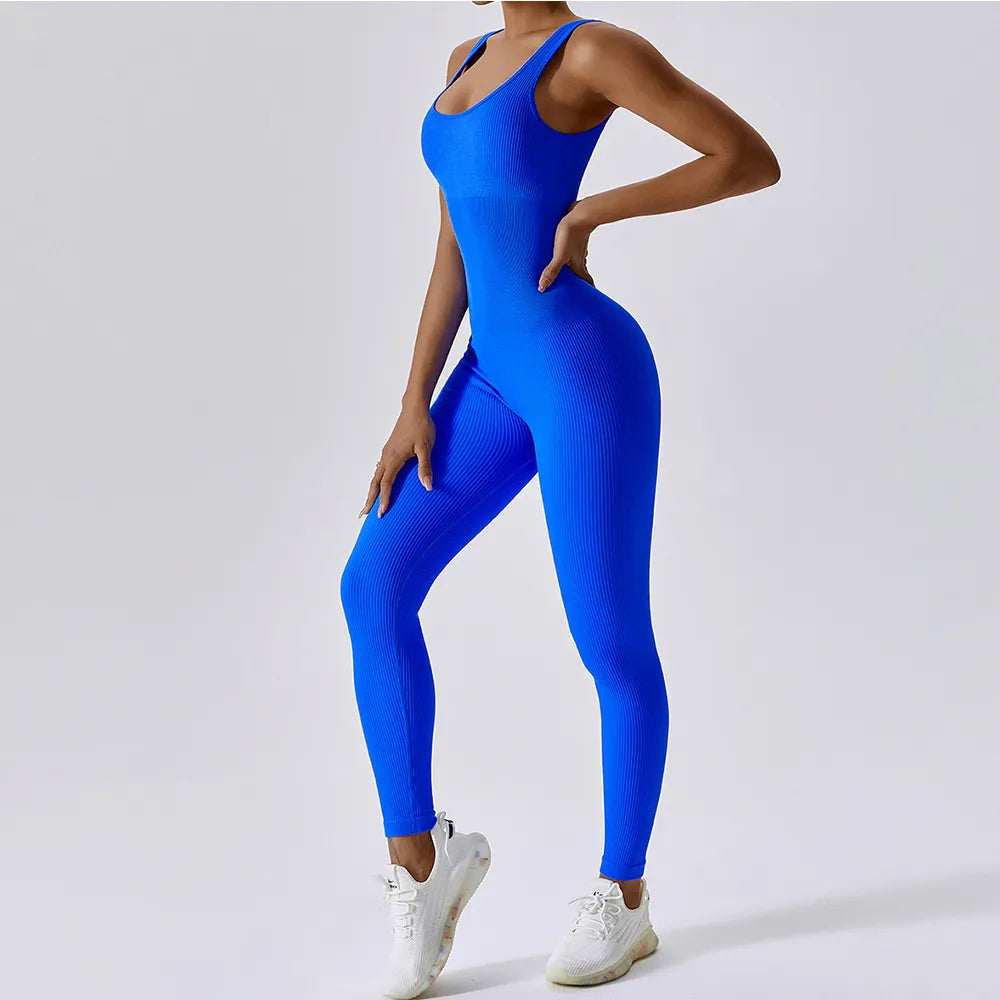 Seamless One-Piece U Neckline Skinny Leg Yoga Jumpsuit