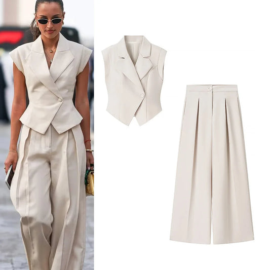 Tailored Vest & Wide-Leg Trouser Set